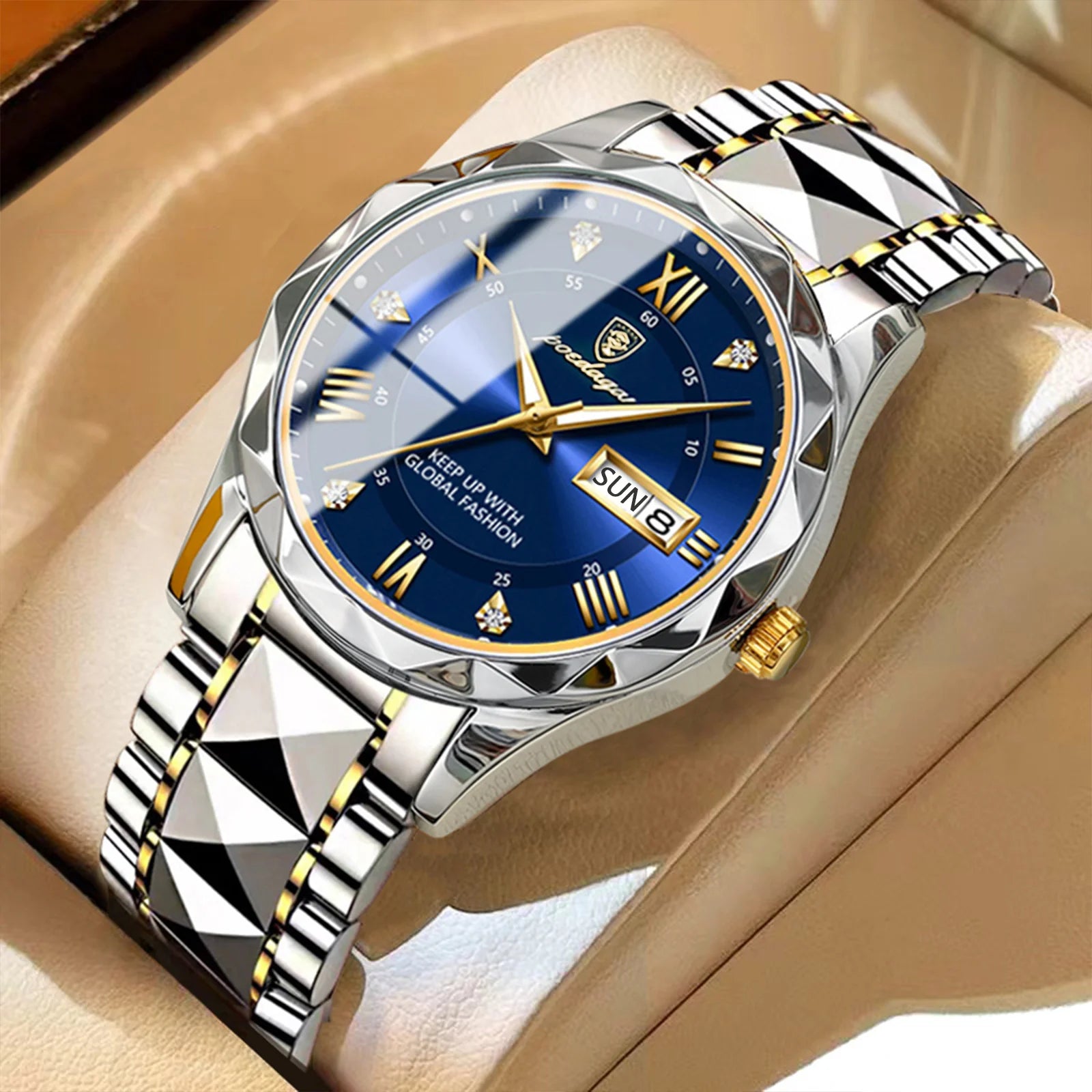 POEDAGAR Top Brand Luxury Man Round Waterproof Wristwatch