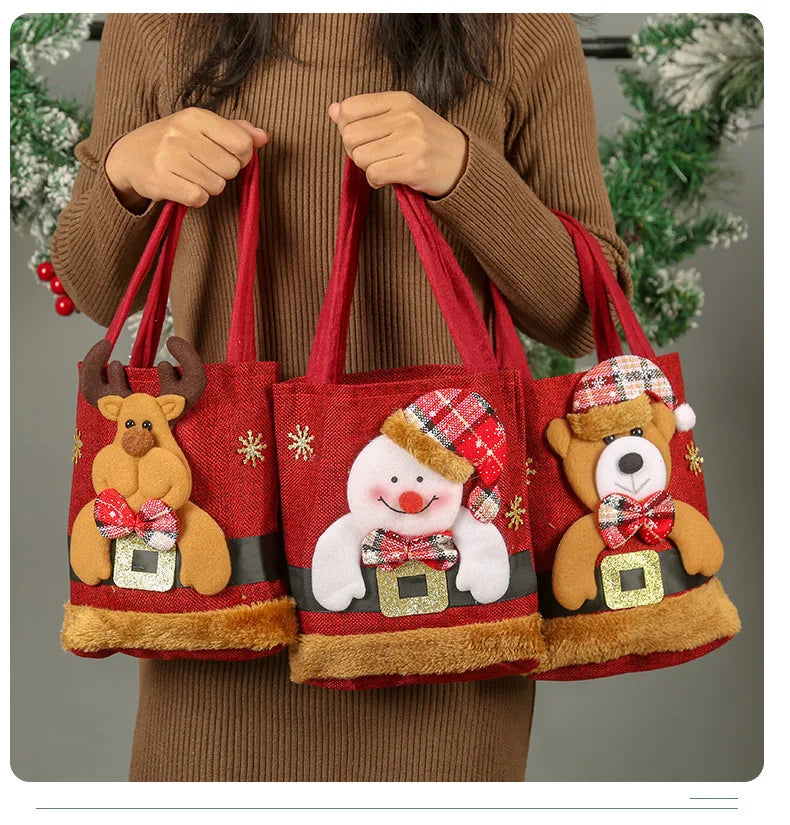 Santa Claus Snowman Deer Christmas Gift Bag