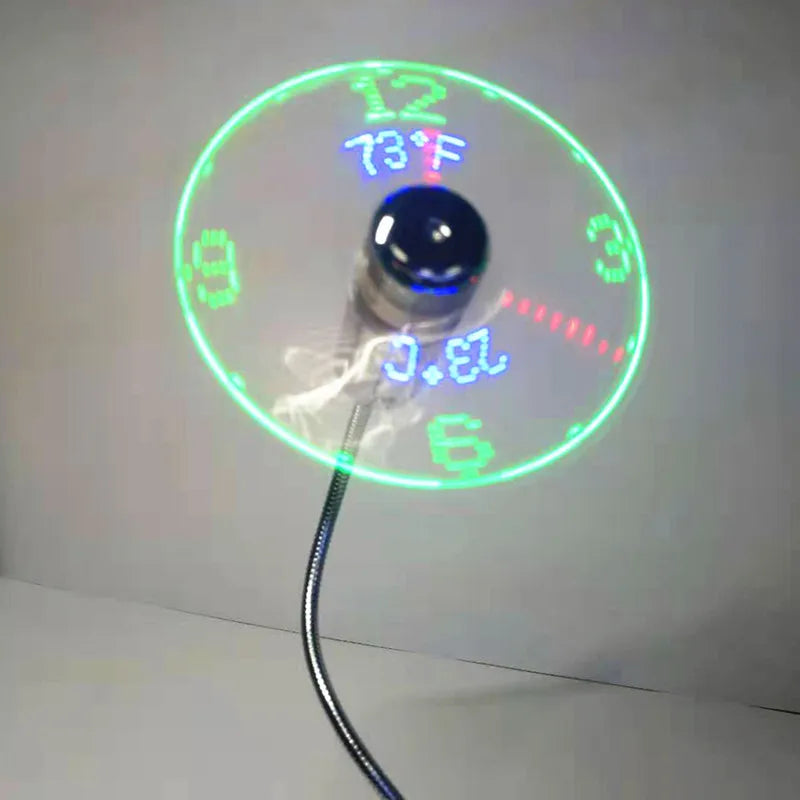 USB Fans Mini Time And Temperature LED Light Display