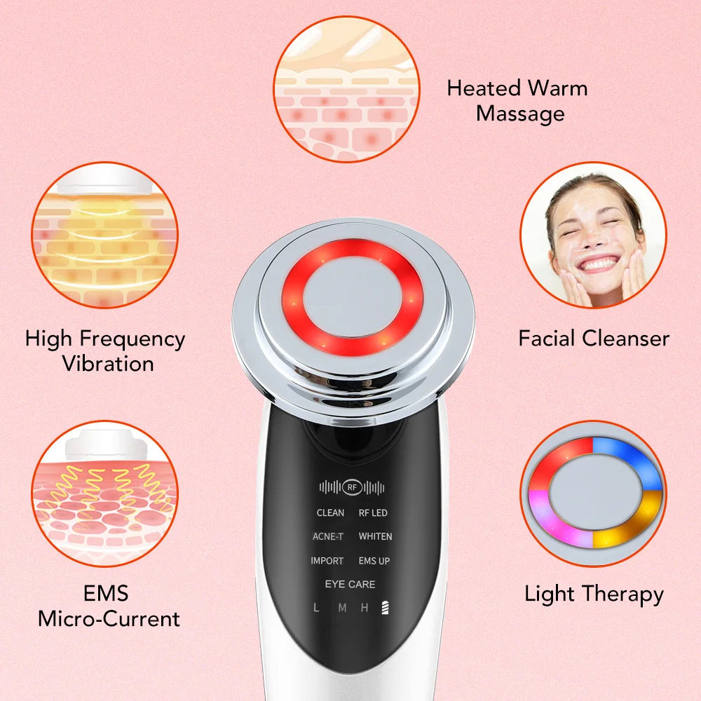 7 in 1 Facial Massager Mesotherapy LED EMS Skin Tightening Lifting Device