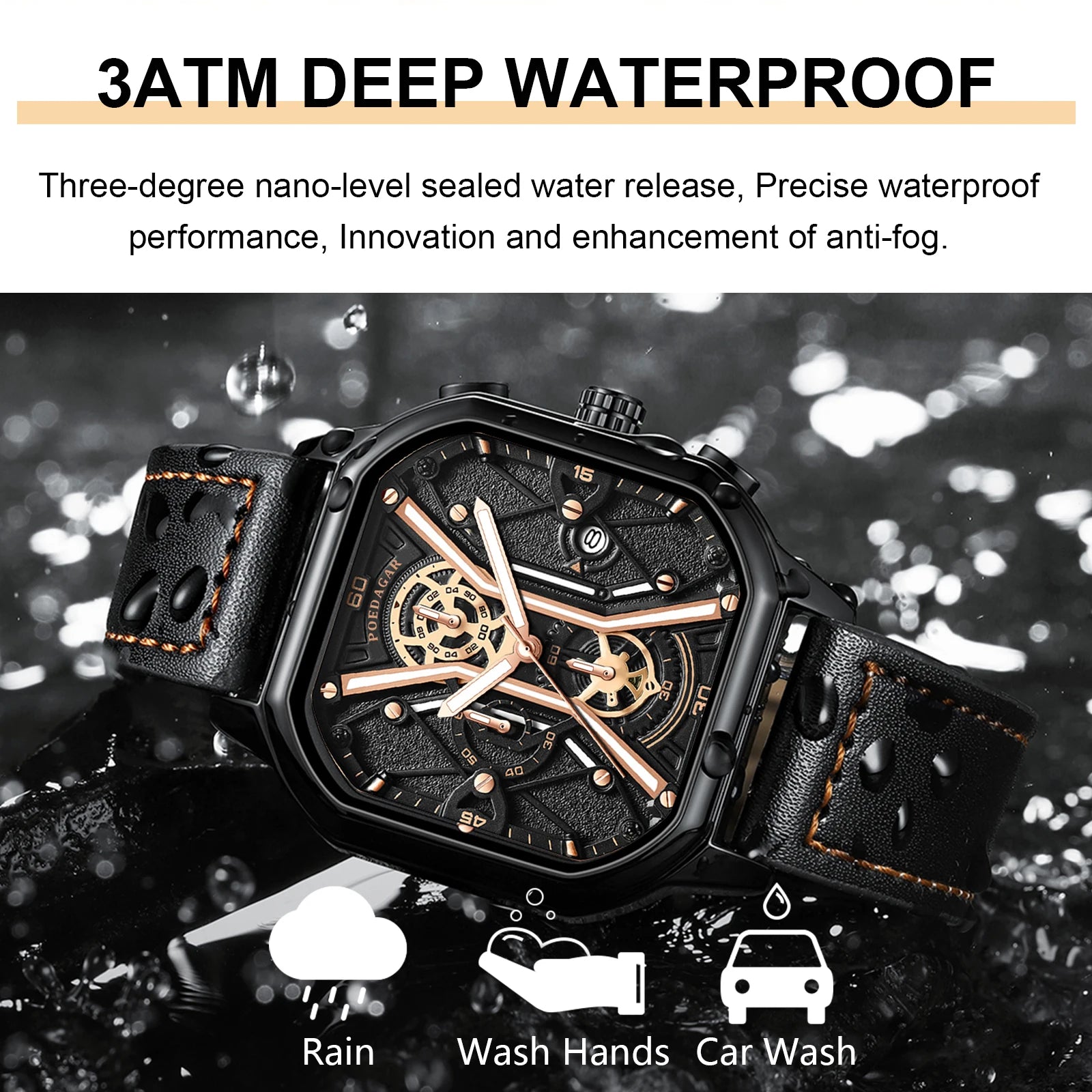 POEDAGAR Chronograph Luminous Waterproof Date Man Watch